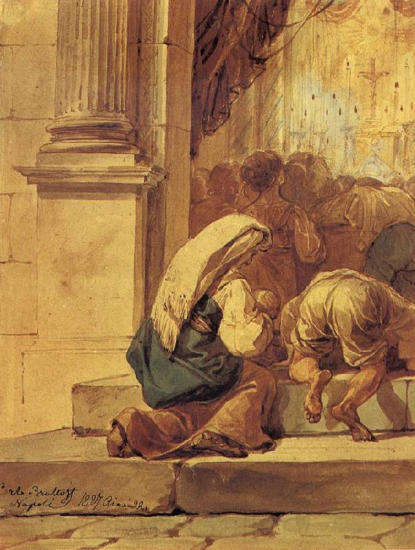 Karl Briullov Scene on the threshold of a church Germany oil painting art